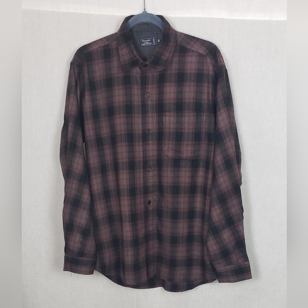 Abercrombie Fitch Mens XXL Plaid Flannel Harper Super Skinny Long Sleeve Shirt